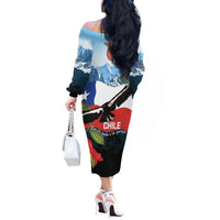 Chile Fiestas Patrias Off The Shoulder Long Sleeve Dress Andean Condor Andes Mountains - Wonder Print Shop