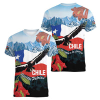 Chile Fiestas Patrias Women V-Neck T-Shirt Andean Condor Andes Mountains - Wonder Print Shop