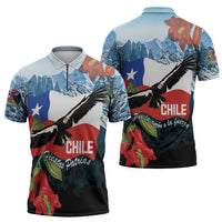 Chile Fiestas Patrias Zipper Polo Shirt Andean Condor Andes Mountains - Wonder Print Shop