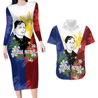 Philippines Rizal Day Couples Matching Long Sleeve Bodycon Dress and Hawaiian Shirt Filipino Sampaguita Grunge Style - Wonder Print Shop