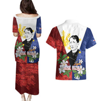 Philippines Rizal Day Couples Matching Puletasi and Hawaiian Shirt Filipino Sampaguita Grunge Style - Wonder Print Shop