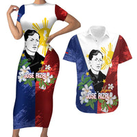 Philippines Rizal Day Couples Matching Short Sleeve Bodycon Dress and Hawaiian Shirt Filipino Sampaguita Grunge Style - Wonder Print Shop