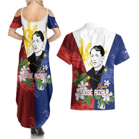 Philippines Rizal Day Couples Matching Summer Maxi Dress and Hawaiian Shirt Filipino Sampaguita Grunge Style - Wonder Print Shop