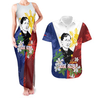 Philippines Rizal Day Couples Matching Tank Maxi Dress and Hawaiian Shirt Filipino Sampaguita Grunge Style - Wonder Print Shop