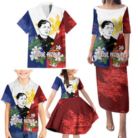 Philippines Rizal Day Family Matching Puletasi and Hawaiian Shirt Filipino Sampaguita Grunge Style - Wonder Print Shop