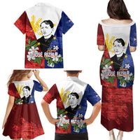 Philippines Rizal Day Family Matching Puletasi and Hawaiian Shirt Filipino Sampaguita Grunge Style - Wonder Print Shop