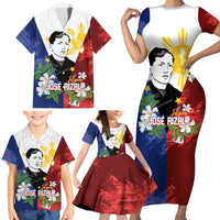 Philippines Rizal Day Family Matching Short Sleeve Bodycon Dress and Hawaiian Shirt Filipino Sampaguita Grunge Style - Wonder Print Shop