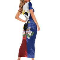 Philippines Rizal Day Family Matching Short Sleeve Bodycon Dress and Hawaiian Shirt Filipino Sampaguita Grunge Style - Wonder Print Shop