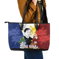 Philippines Rizal Day Leather Tote Bag Filipino Sampaguita Grunge Style - Wonder Print Shop