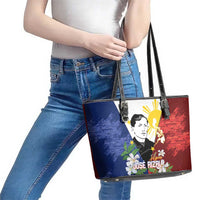 Philippines Rizal Day Leather Tote Bag Filipino Sampaguita Grunge Style - Wonder Print Shop