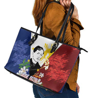 Philippines Rizal Day Leather Tote Bag Filipino Sampaguita Grunge Style - Wonder Print Shop