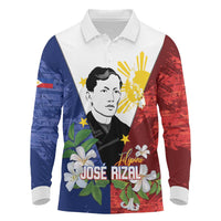Philippines Rizal Day Long Sleeve Polo Shirt Filipino Sampaguita Grunge Style - Wonder Print Shop