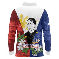 Philippines Rizal Day Long Sleeve Polo Shirt Filipino Sampaguita Grunge Style - Wonder Print Shop