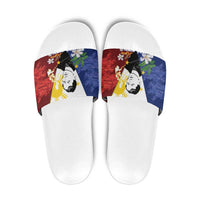 Philippines Rizal Day Slide Sandals Filipino Sampaguita Grunge Style - Wonder Print Shop