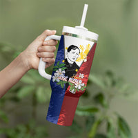 Philippines Rizal Day Tumbler With Handle Filipino Sampaguita Grunge Style - Wonder Print Shop