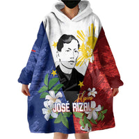 Philippines Rizal Day Wearable Blanket Hoodie Filipino Sampaguita Grunge Style - Wonder Print Shop