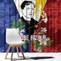 Philippines Rizal Day Window Curtain Filipino Sampaguita Grunge Style - Wonder Print Shop