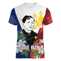 Philippines Rizal Day Women V-Neck T-Shirt Filipino Sampaguita Grunge Style - Wonder Print Shop