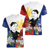 Philippines Rizal Day Women V-Neck T-Shirt Filipino Sampaguita Grunge Style - Wonder Print Shop