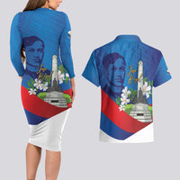 Philippines Rizal Day Couples Matching Long Sleeve Bodycon Dress and Hawaiian Shirt Filipino Motto Stella Polynesian Pattern - Wonder Print Shop