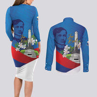 Philippines Rizal Day Couples Matching Long Sleeve Bodycon Dress and Long Sleeve Button Shirt Filipino Motto Stella Polynesian Pattern - Wonder Print Shop