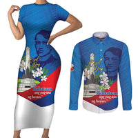 Philippines Rizal Day Couples Matching Short Sleeve Bodycon Dress and Long Sleeve Button Shirt Filipino Motto Stella Polynesian Pattern - Wonder Print Shop