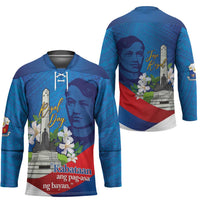 Philippines Rizal Day Hockey Jersey Filipino Motto Stella Polynesian Pattern - Wonder Print Shop