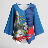 Philippines Rizal Day Kimono Sleeve Blouse Filipino Motto Stella Polynesian Pattern - Wonder Print Shop
