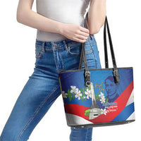 Philippines Rizal Day Leather Tote Bag Filipino Motto Stella Polynesian Pattern - Wonder Print Shop