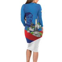 Philippines Rizal Day Long Sleeve Bodycon Dress Filipino Motto Stella Polynesian Pattern - Wonder Print Shop