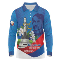 Philippines Rizal Day Long Sleeve Polo Shirt Filipino Motto Stella Polynesian Pattern - Wonder Print Shop