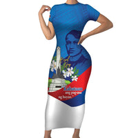 Philippines Rizal Day Short Sleeve Bodycon Dress Filipino Motto Stella Polynesian Pattern - Wonder Print Shop