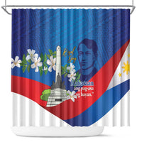 Philippines Rizal Day Shower Curtain Filipino Motto Stella Polynesian Pattern - Wonder Print Shop