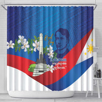 Philippines Rizal Day Shower Curtain Filipino Motto Stella Polynesian Pattern - Wonder Print Shop