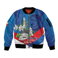 Philippines Rizal Day Sleeve Zip Bomber Jacket Filipino Motto Stella Polynesian Pattern - Wonder Print Shop