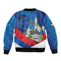 Philippines Rizal Day Sleeve Zip Bomber Jacket Filipino Motto Stella Polynesian Pattern - Wonder Print Shop