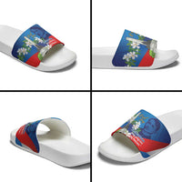 Philippines Rizal Day Slide Sandals Filipino Motto Stella Polynesian Pattern - Wonder Print Shop