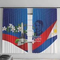 Philippines Rizal Day Window Curtain Filipino Motto Stella Polynesian Pattern - Wonder Print Shop