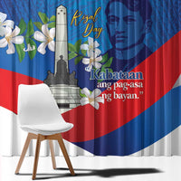 Philippines Rizal Day Window Curtain Filipino Motto Stella Polynesian Pattern - Wonder Print Shop