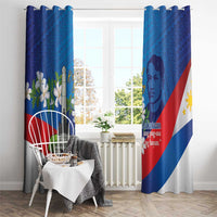 Philippines Rizal Day Window Curtain Filipino Motto Stella Polynesian Pattern - Wonder Print Shop