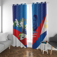 Philippines Rizal Day Window Curtain Filipino Motto Stella Polynesian Pattern - Wonder Print Shop