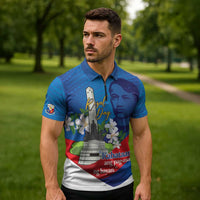 Philippines Rizal Day Zipper Polo Shirt Filipino Motto Stella Polynesian Pattern - Wonder Print Shop