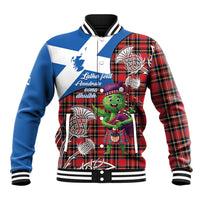 Saint Andrews Day Scotland Baseball Jacket Thistle Traditional Bagpipe Tartan Pattern - Wonder Print Shop