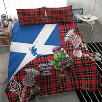Saint Andrews Day Scotland Bedding Set Thistle Traditional Bagpipe Tartan Pattern - Wonder Print Shop
