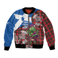 Saint Andrews Day Scotland Bomber Jacket Thistle Traditional Bagpipe Tartan Pattern - Wonder Print Shop