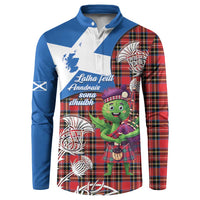 Saint Andrews Day Scotland Button Sweatshirt Thistle Traditional Bagpipe Tartan Pattern - Wonder Print Shop