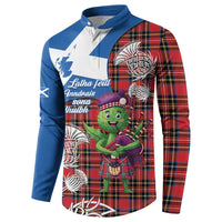 Saint Andrews Day Scotland Button Sweatshirt Thistle Traditional Bagpipe Tartan Pattern - Wonder Print Shop