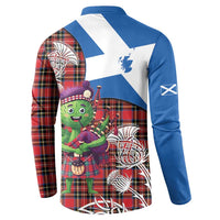 Saint Andrews Day Scotland Button Sweatshirt Thistle Traditional Bagpipe Tartan Pattern - Wonder Print Shop