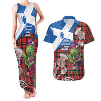 Saint Andrews Day Scotland Couples Matching Tank Maxi Dress and Hawaiian Shirt Thistle Traditional Bagpipe Tartan Pattern - Wonder Print Shop
