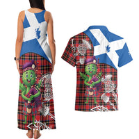 Saint Andrews Day Scotland Couples Matching Tank Maxi Dress and Hawaiian Shirt Thistle Traditional Bagpipe Tartan Pattern - Wonder Print Shop